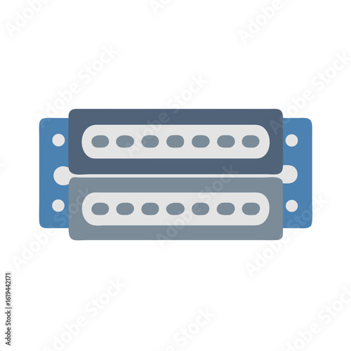 Stylized server stack representation against solid black background