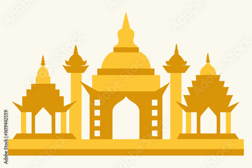 southeast asian temple gold frame vector pack