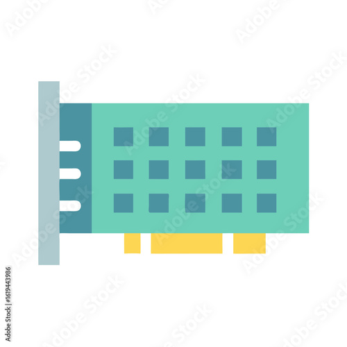 Flat icon of a graphics card on black background