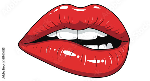 Lips with teeth close up illustration