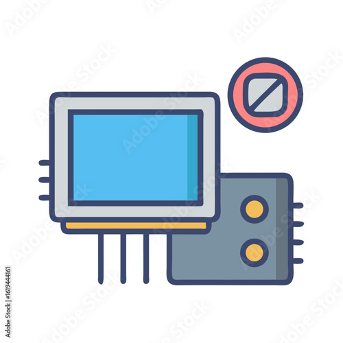 Computer access denied illustrated with a flat icon style