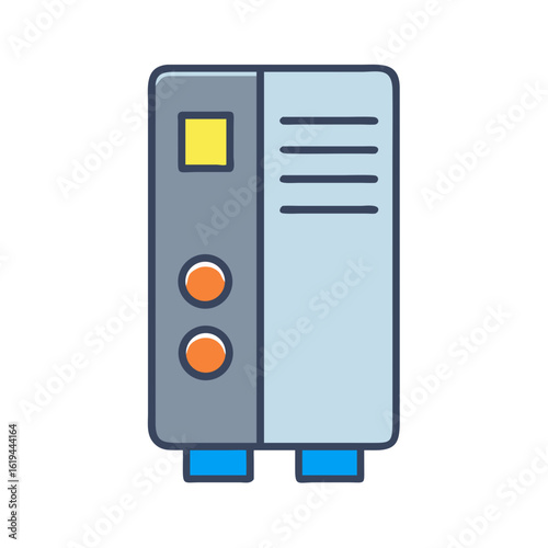 Isolated server illustration in flat design with thick outlines