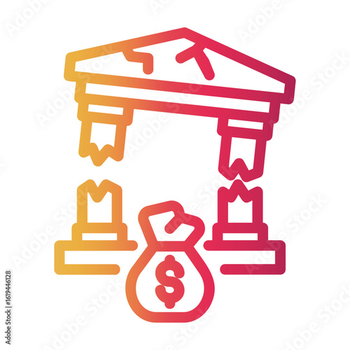 bank crisis Line Gradient Icon