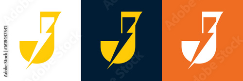 Electricity Letter J Logo Vector Design for Lightning Bolt initials, company, technology and symbol