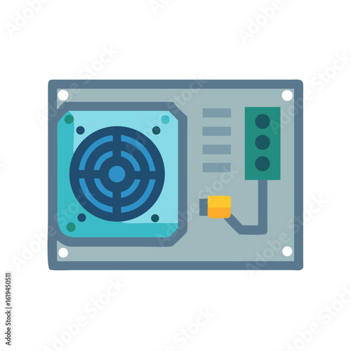 Flat illustration of a computer power supply unit