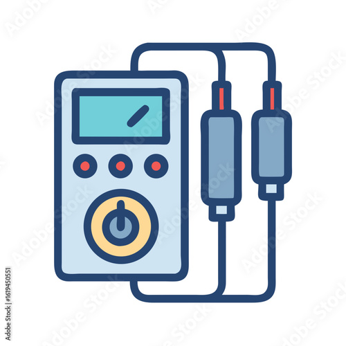 Stylized vector icon of an electronic multimeter tool