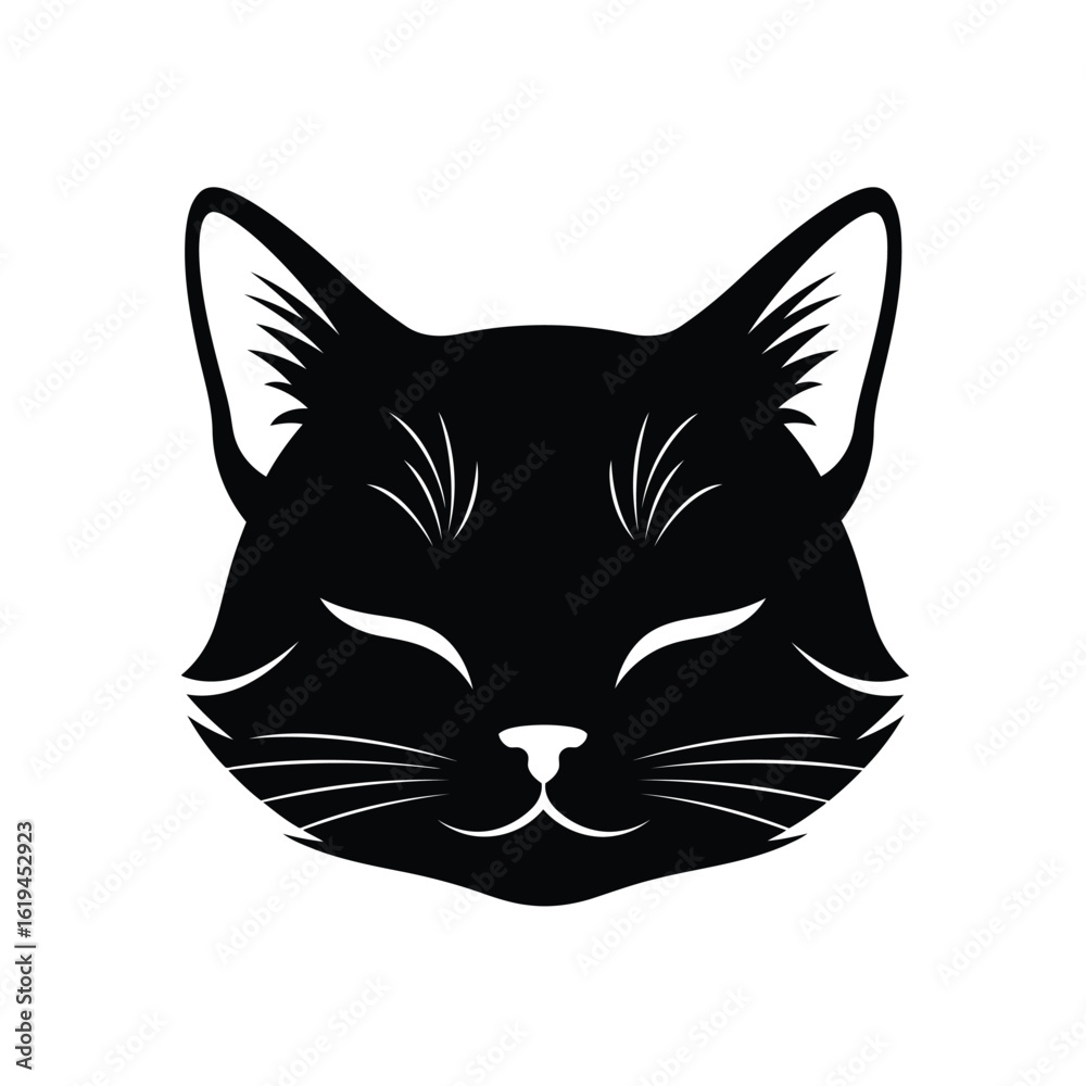 Fototapeta premium Black Cat Face Silhouette feline animal