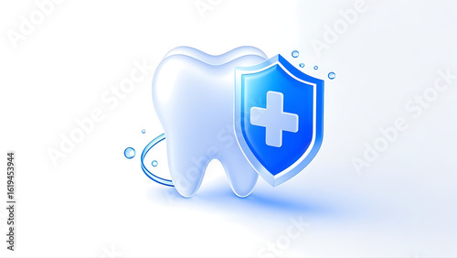 Blue dental health protection scene