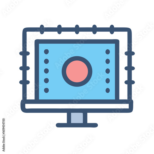 Stylized icon of a monitor with adjustment settings
