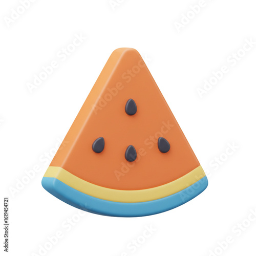 Colorful plastic watermelon slice toy on a white background  