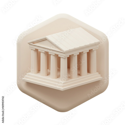 Classical architectural model of ancient temple design in neutral tones  