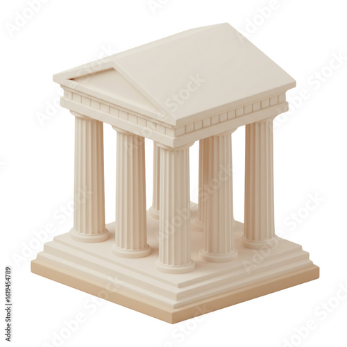 Classical architectural model of a building with columns in beige  