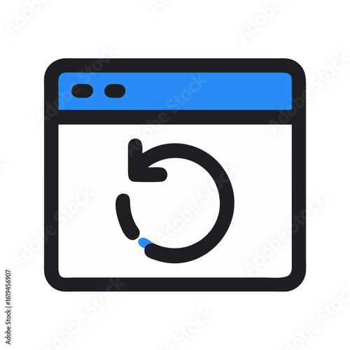 Refreshing web page displayed with refresh icon and window