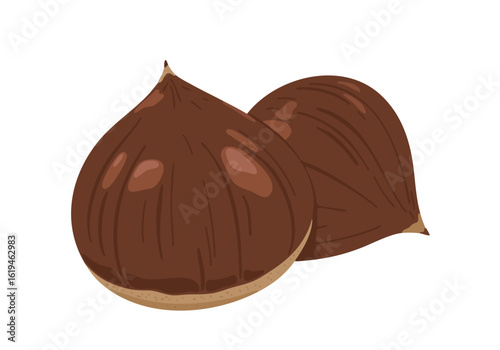 秋の味覚の栗のイラストセット