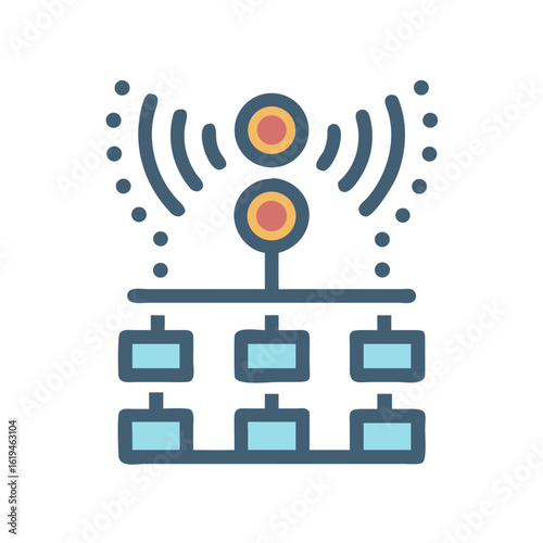 Data network connection with wireless communication on a black background