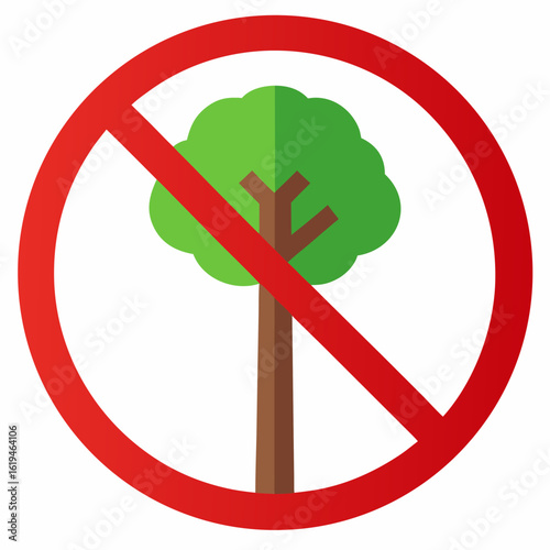 No tree allowed sign vector icon on white background.