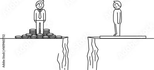 Financial inequality wealth gap concept business cartoon illustration vector