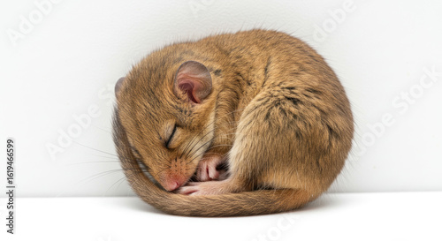 Adorable Baby Hazel Dormouse Curled Up Asleep.