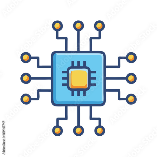 Simple icon of microchip for computer and electronics