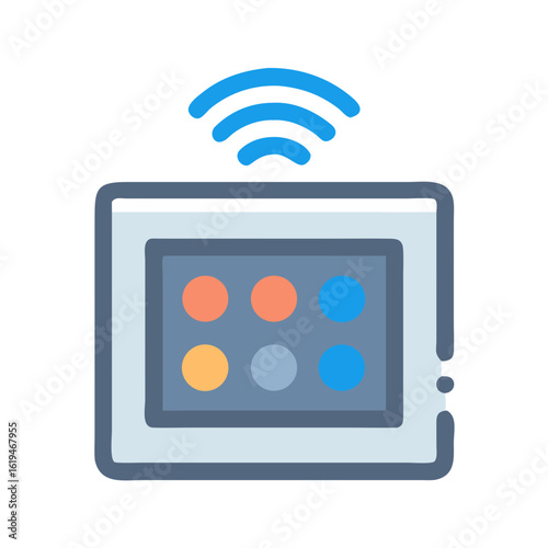 Smart home device interface with wireless connectivity signal icon
