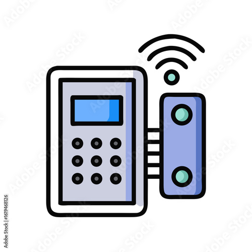 Vector Illustration of Smart Home Security System Controller and Sensor