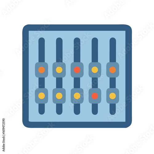 Flat design audio mixer icon with colorful knobs