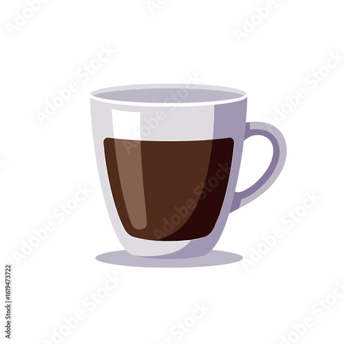 Isolated cup of americano coffee with dark liquid on white background  