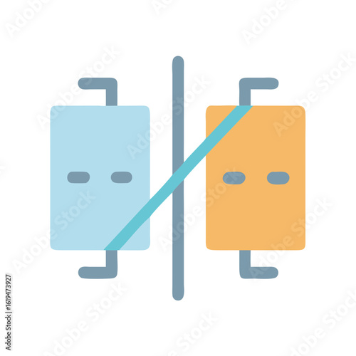 Abstract graphic flat illustration of opposing concepts or choices