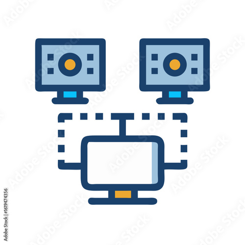 Wallpaper Mural Network computers connected showing central hub data exchange system Torontodigital.ca