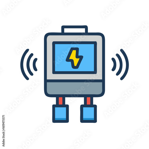 Wireless Energy Meter with Lightning Bolt on Black Background