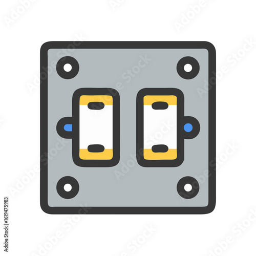 Simplified light switch plate with two toggles illustration