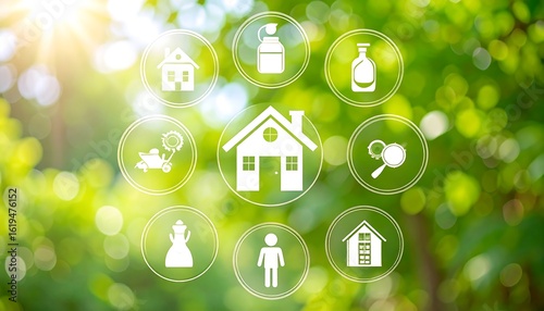 Eco-friendly home maintenance icons