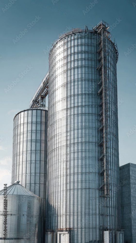 Grain silos storage. Farming, agriculture, food security background. Industry use Grain silos storage. Farming, agriculture, food security background. Industry use