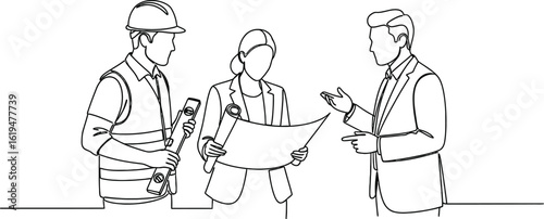 Architects engineers construction design blueprint planning teamwork