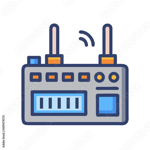 Digital radio communication device sending signals vector icon