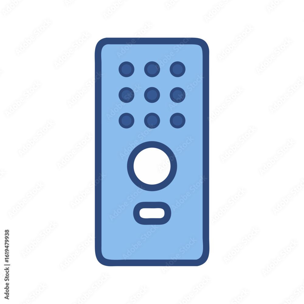 Simplified light blue remote control illustration on black background Simplified light blue remote control illustration on black background