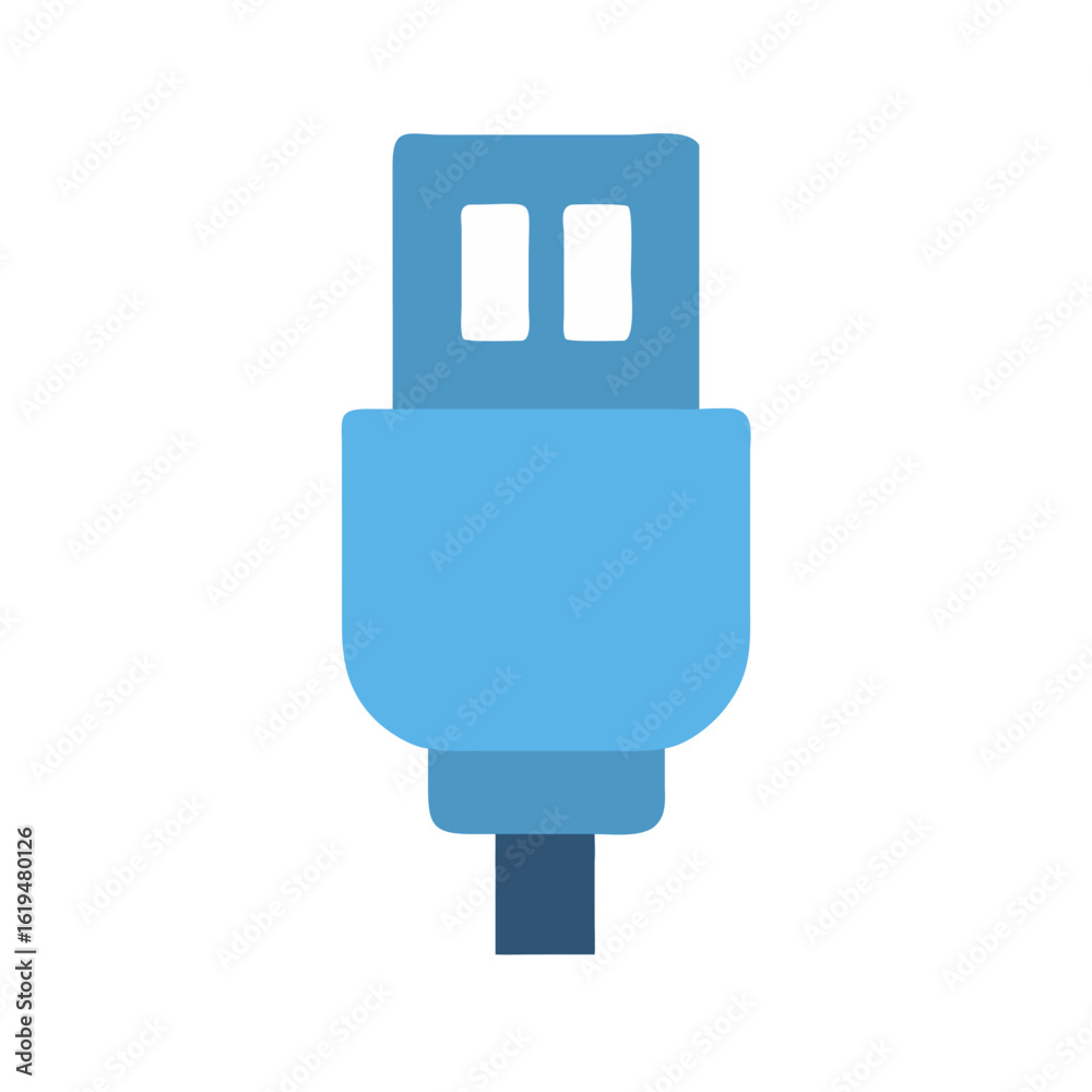 Flat design USB connector icon on black background Flat design USB connector icon on black background
