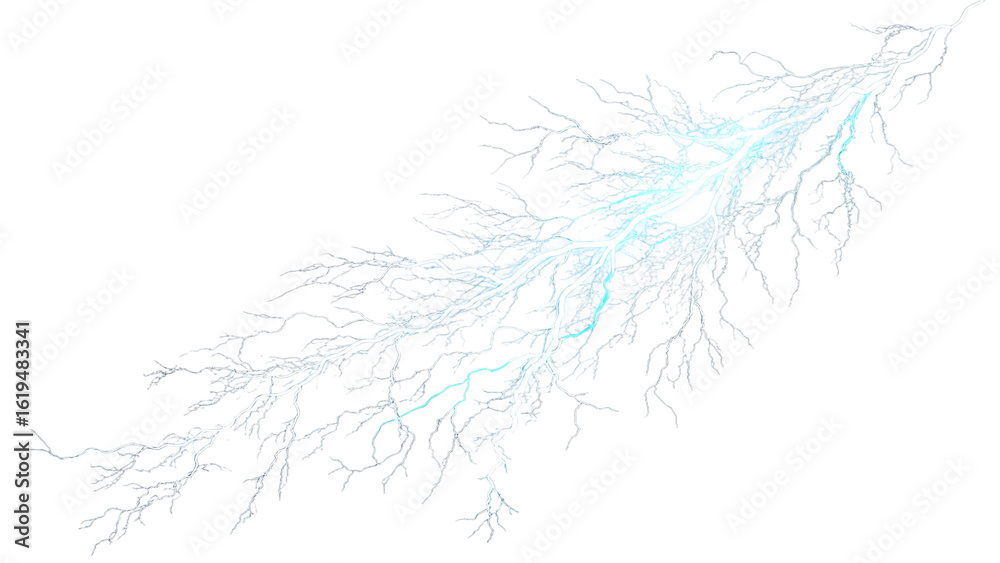 Obraz premium Dramatic Lightning Strike Isolated on Transparent Background for Design Use on white background