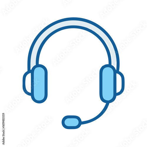Headset icon for customer service communication in flat design