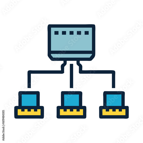 Network architecture icon illustrating computer network connectivity and hierarchy