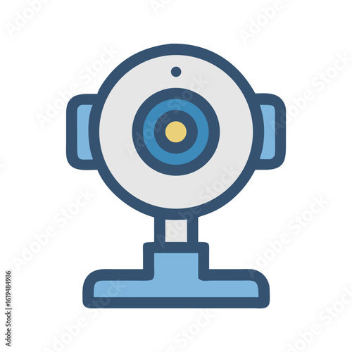 Simple webcam icon on black background for telecommunication concepts