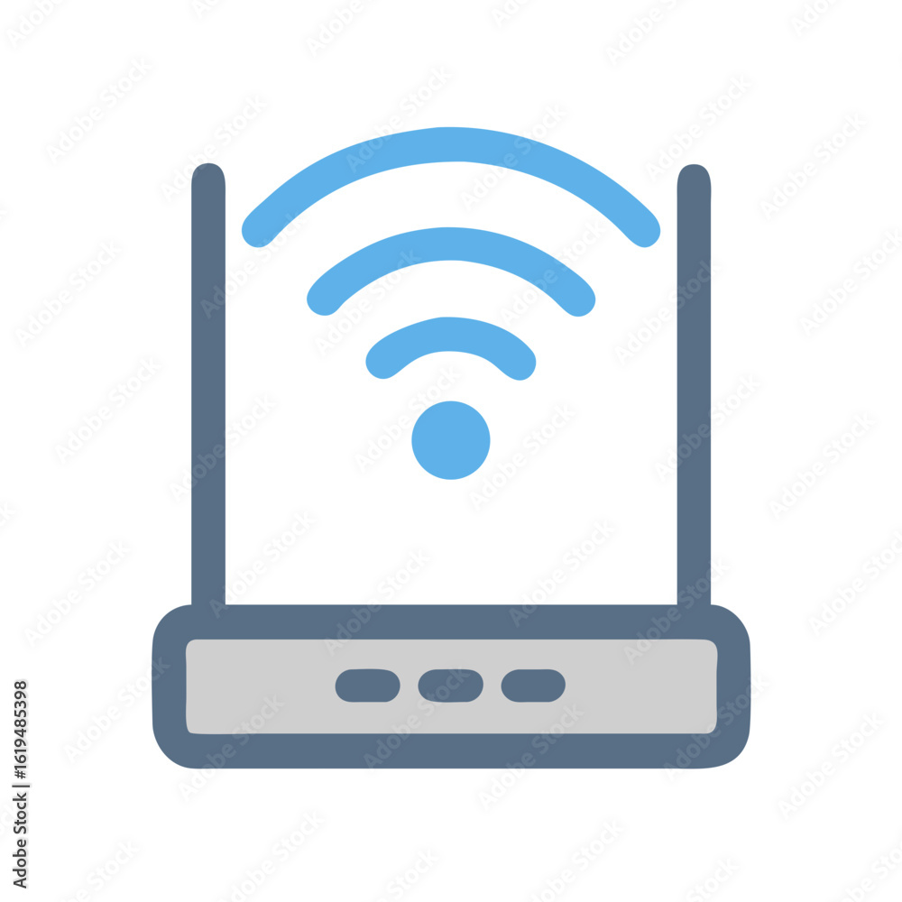 Blue Wireless Router Illustration on Black Background Connectivity Concept Blue Wireless Router Illustration on Black Background Connectivity Concept