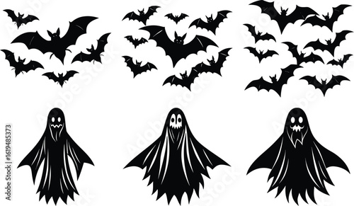 Halloween witch silhouette set ,vector element bundle