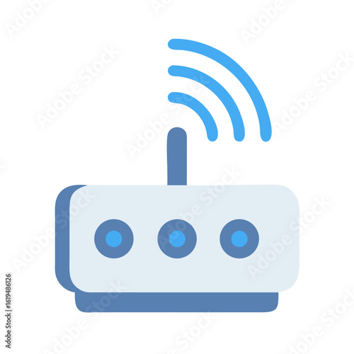 Isolated wireless router icon illustration on a black background