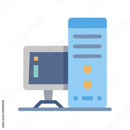 Flat vector icon of a computer server setup