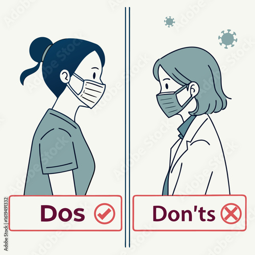 Mask-wearing dos and don’ts vector generated by ai