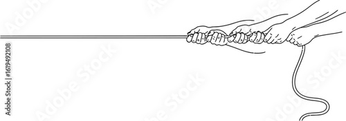 Hands pulling rope illustration drawing vector line art design
