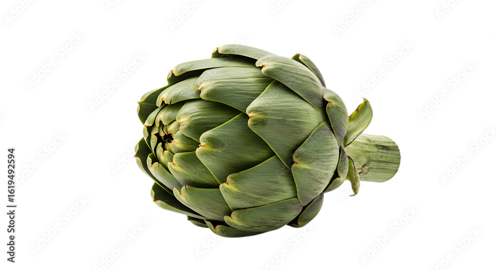 Obraz premium Fresh green artichoke vegetable isolated on transparent background