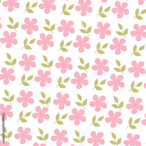 Wallpaper Mural seamless pattern with pink flowers Torontodigital.ca