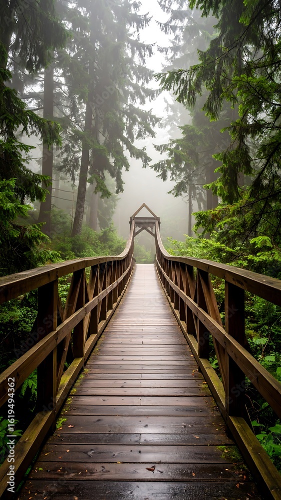 Fototapeta premium Misty forest bridge